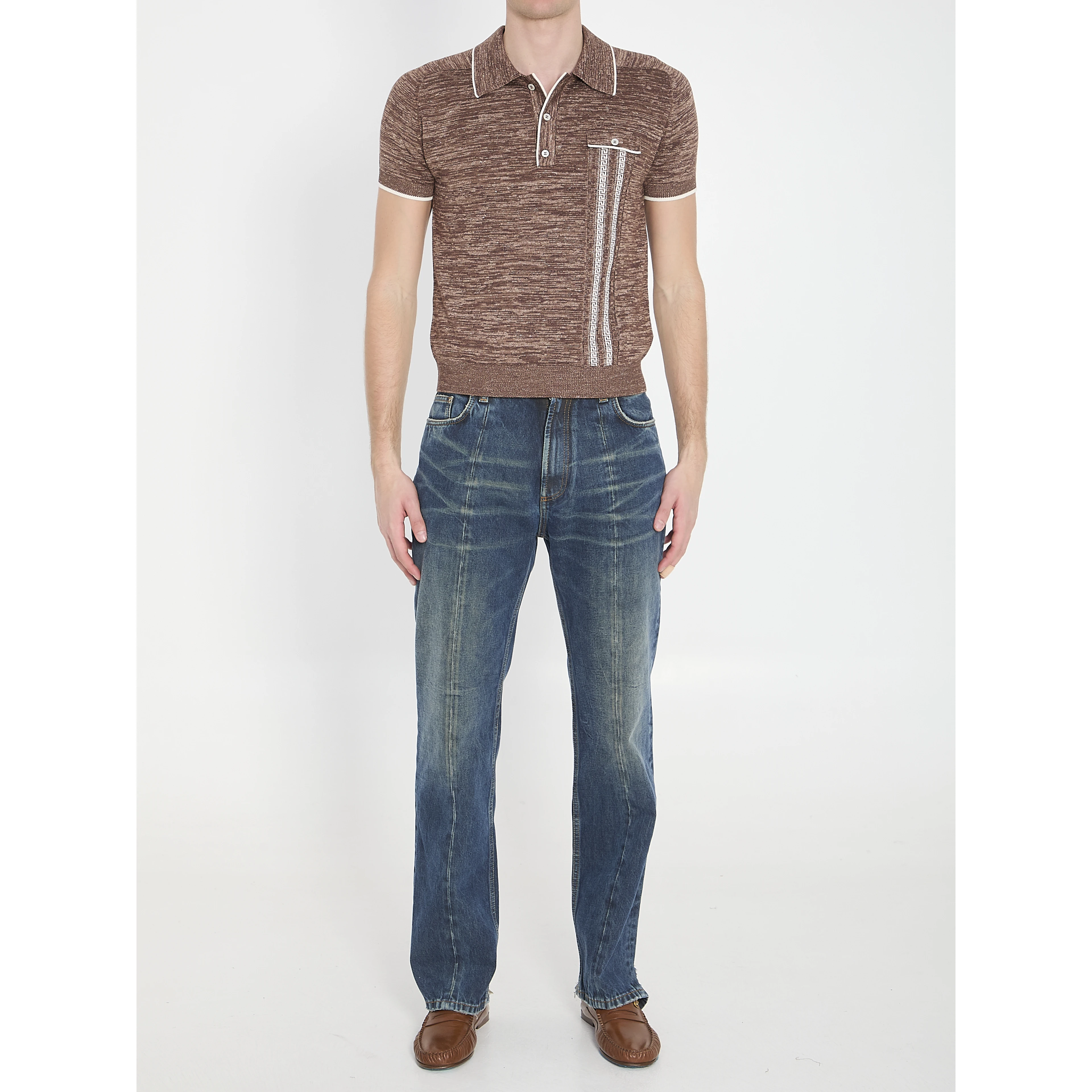 Mouliné knit polo shirt