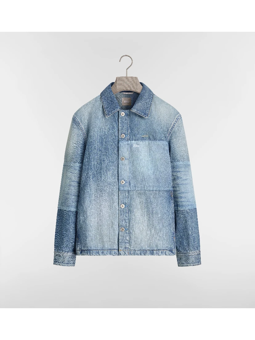 Overshirt jacket with patchworks