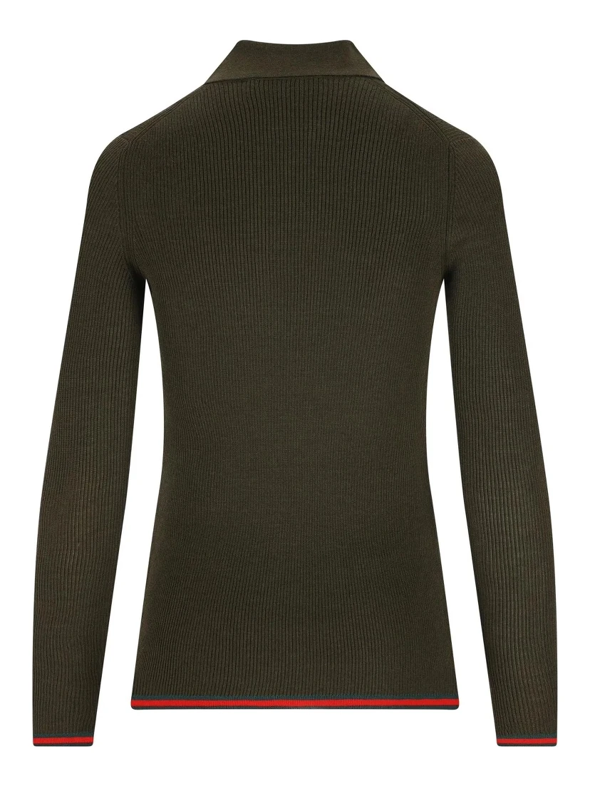 Silk and cashmere long sleeve polo shirt