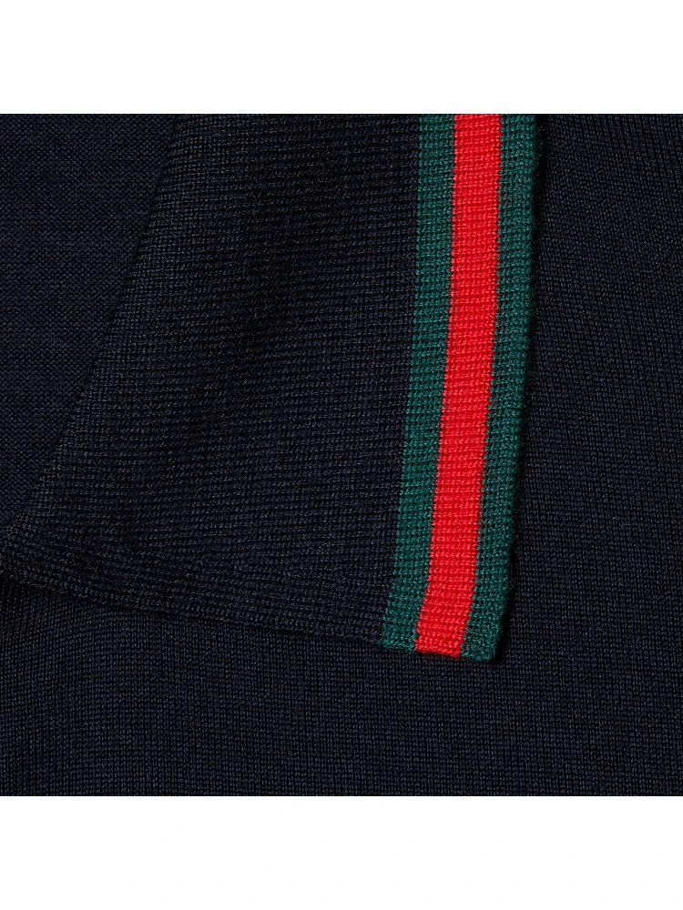 Wool knit polo shirt with Web detail alternative