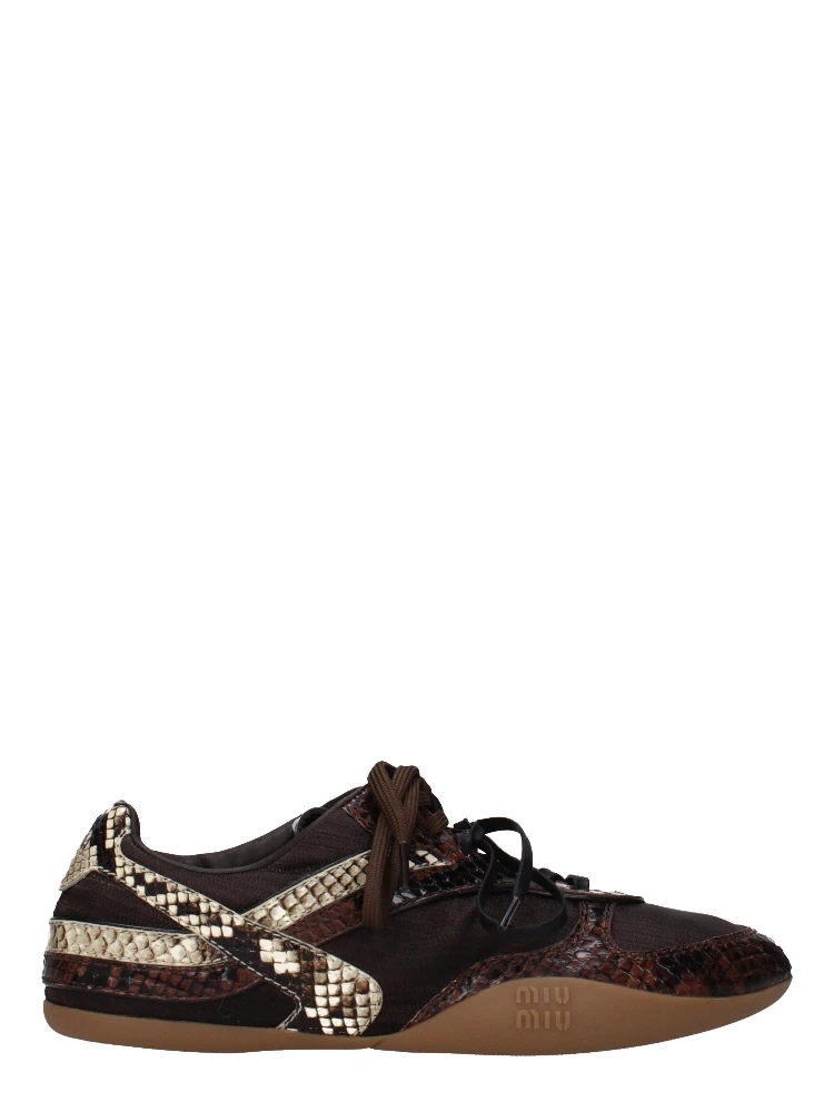 Brown Fabric Low Top Sneakers