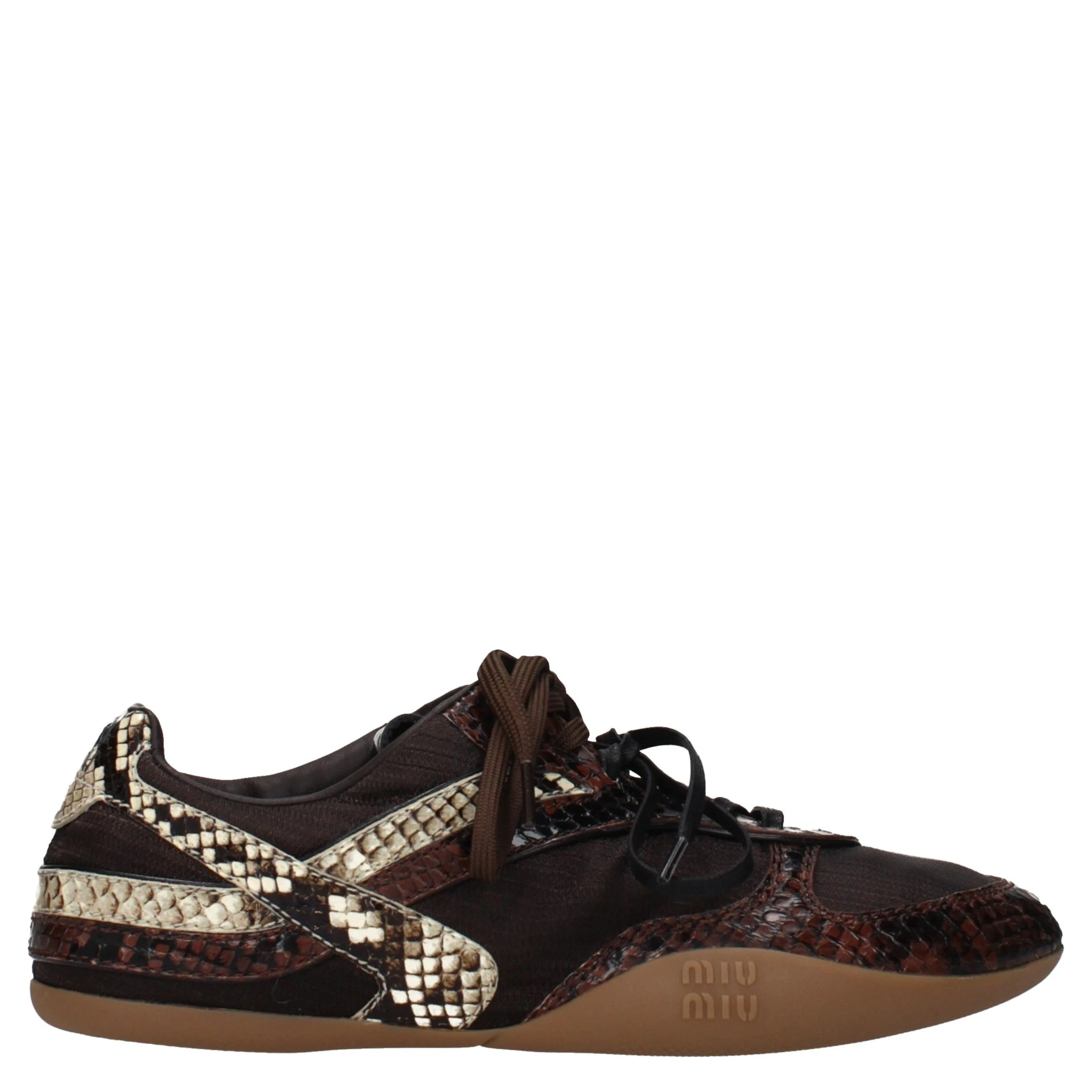 Brown Fabric Low Top Sneakers