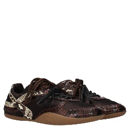 Brown Fabric Low Top Sneakers