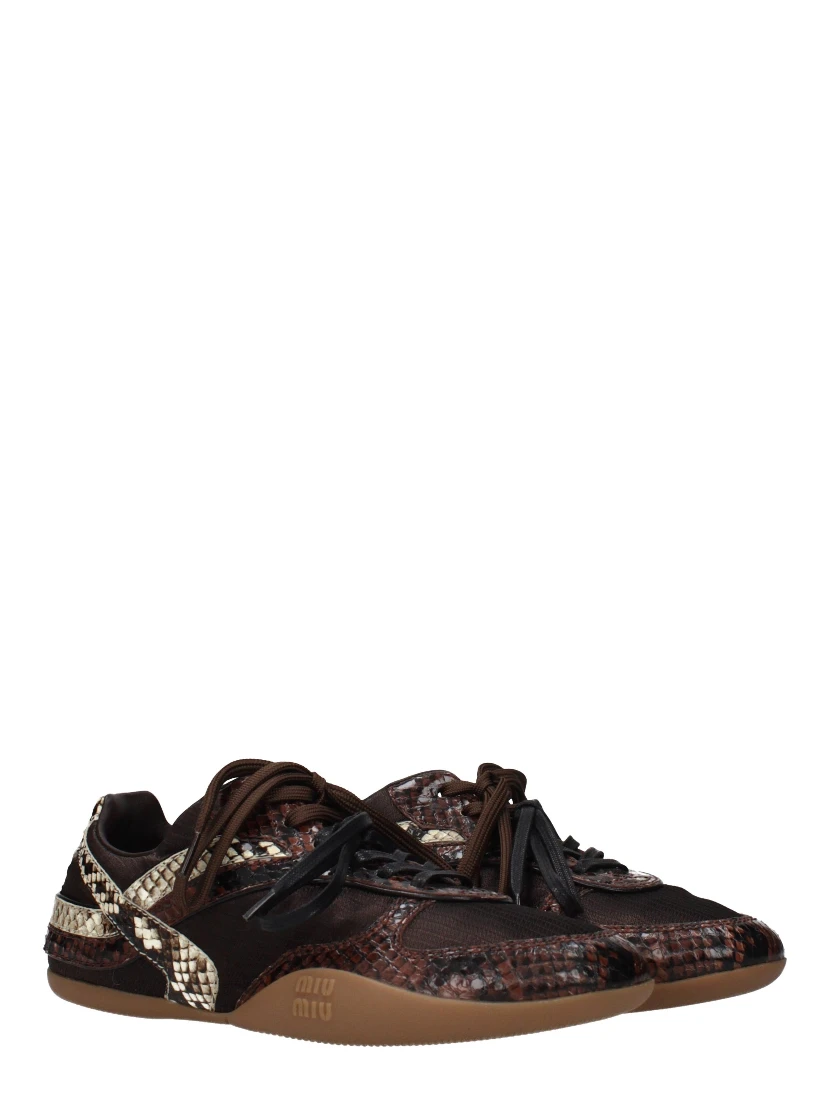 Brown Fabric Low Top Sneakers