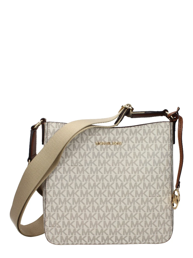 Beige Fabric Crossbody Bag