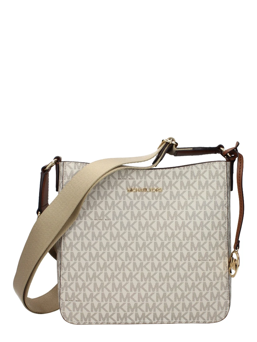 Beige Fabric Crossbody Bag