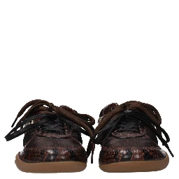 Brown Fabric Low Top Sneakers