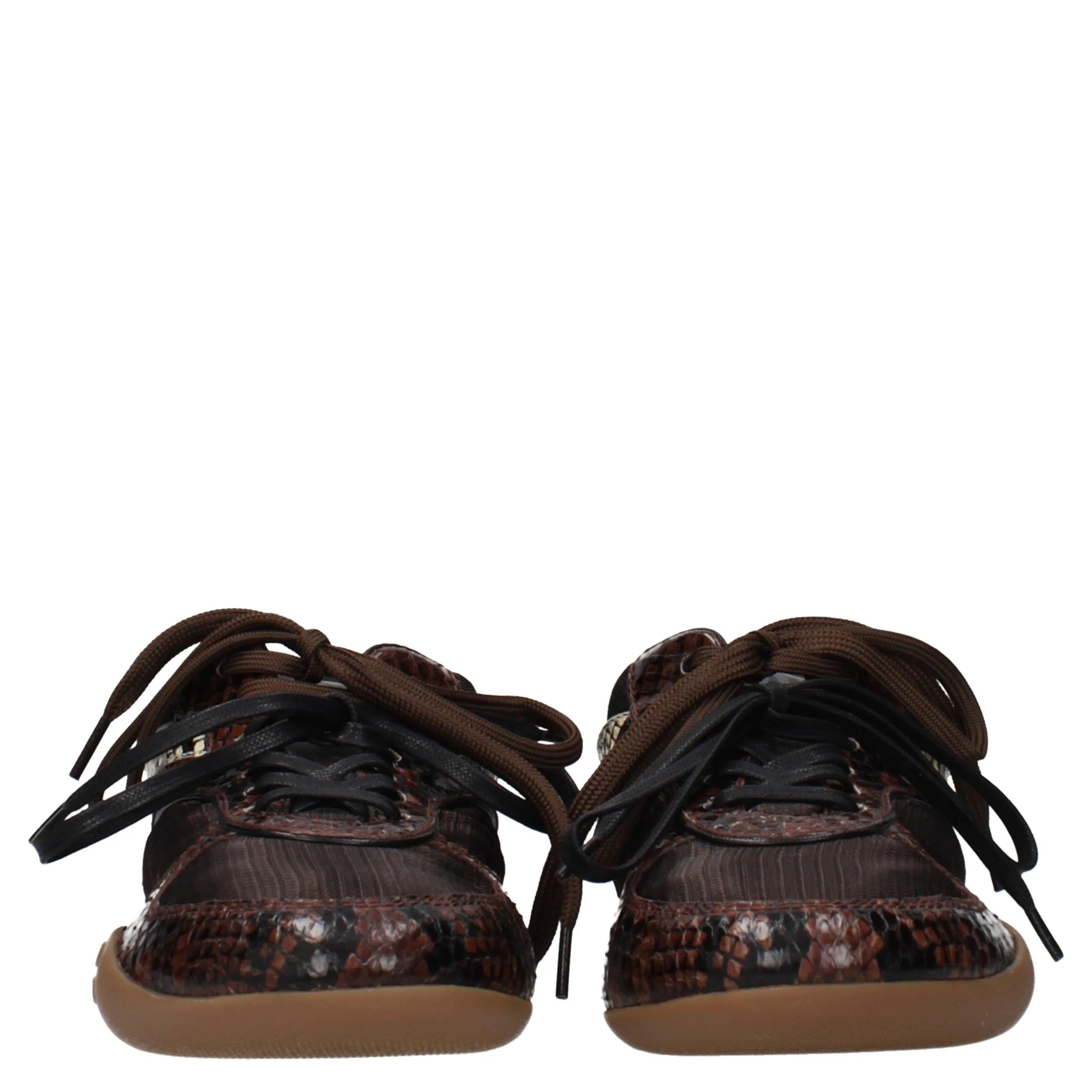 Brown Fabric Low Top Sneakers
