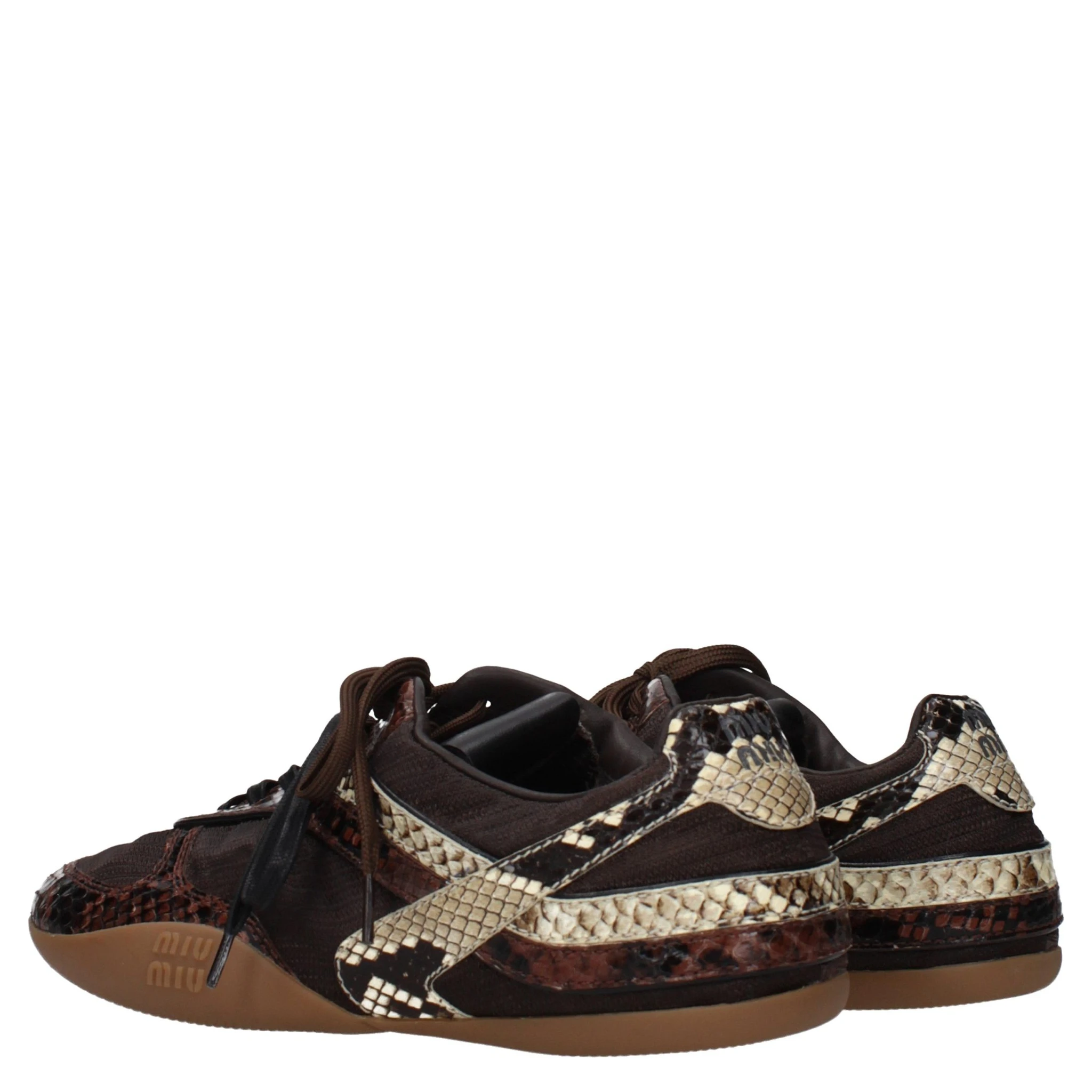 Brown Fabric Low Top Sneakers