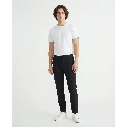 Navy Blue Wool Casual Pants