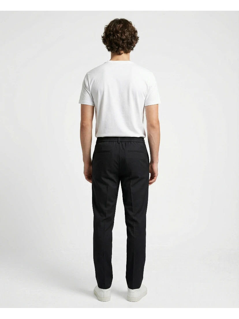 Navy Blue Wool Casual Pants