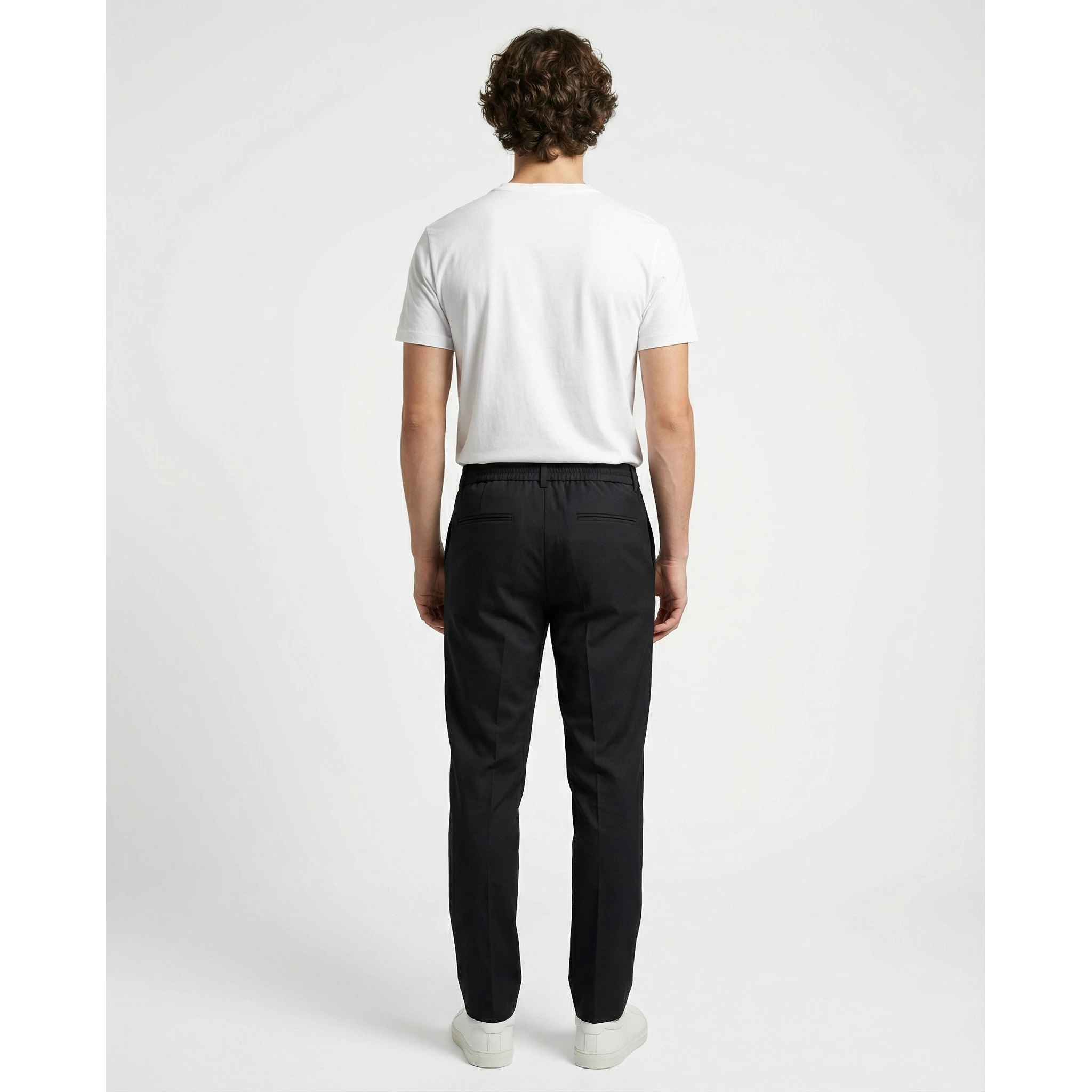 Navy Blue Wool Casual Pants