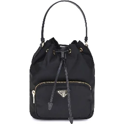 Black Recycled Polyamide Backet Bag