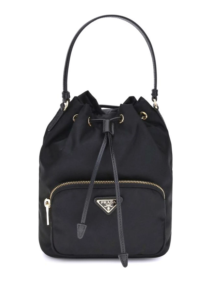 Black Recycled Polyamide Backet Bag
