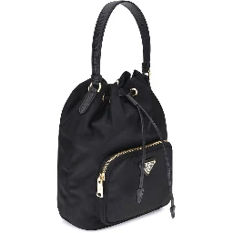 Black Recycled Polyamide Backet Bag