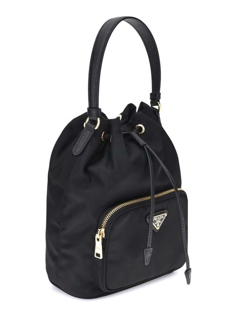Black Recycled Polyamide Backet Bag