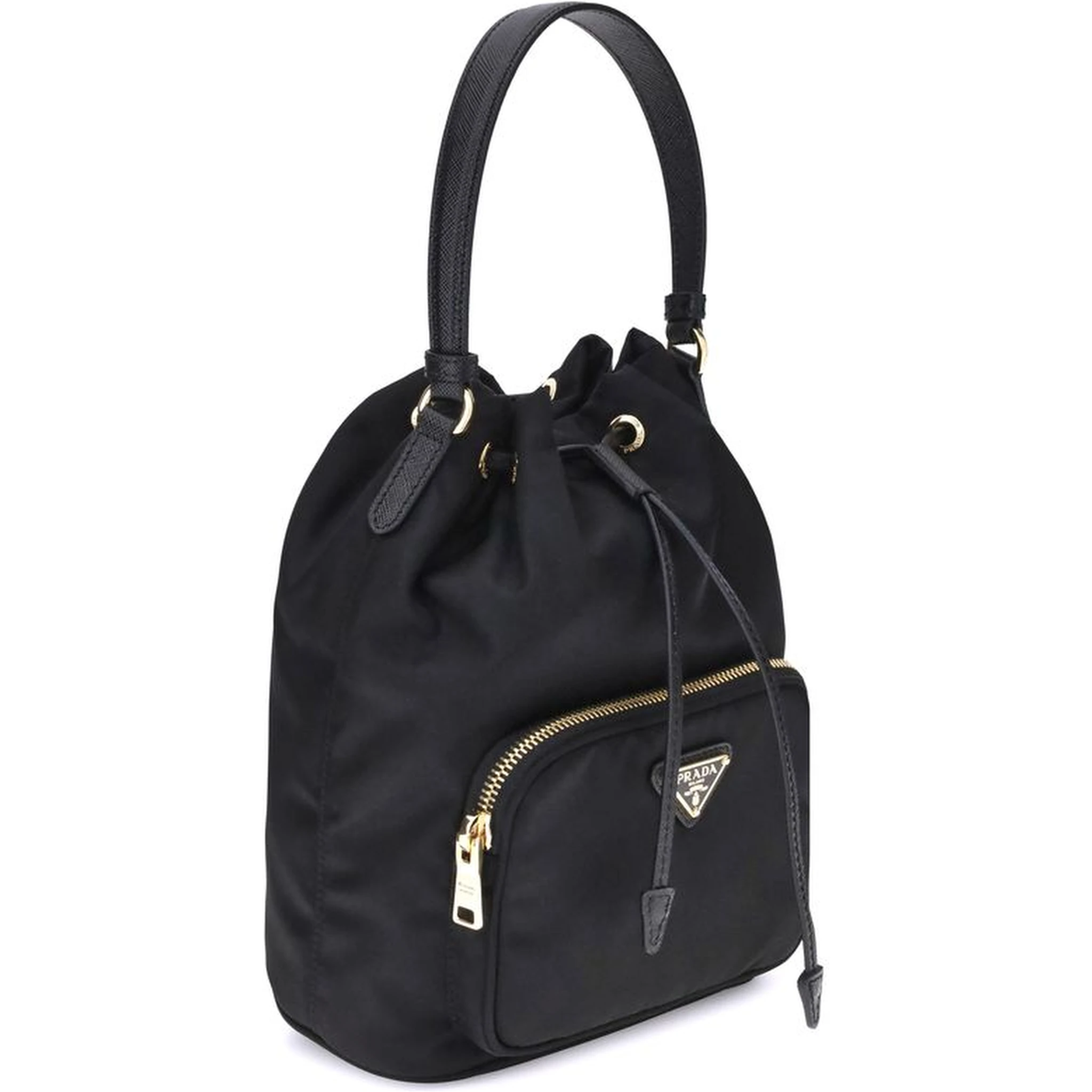 Black Recycled Polyamide Backet Bag