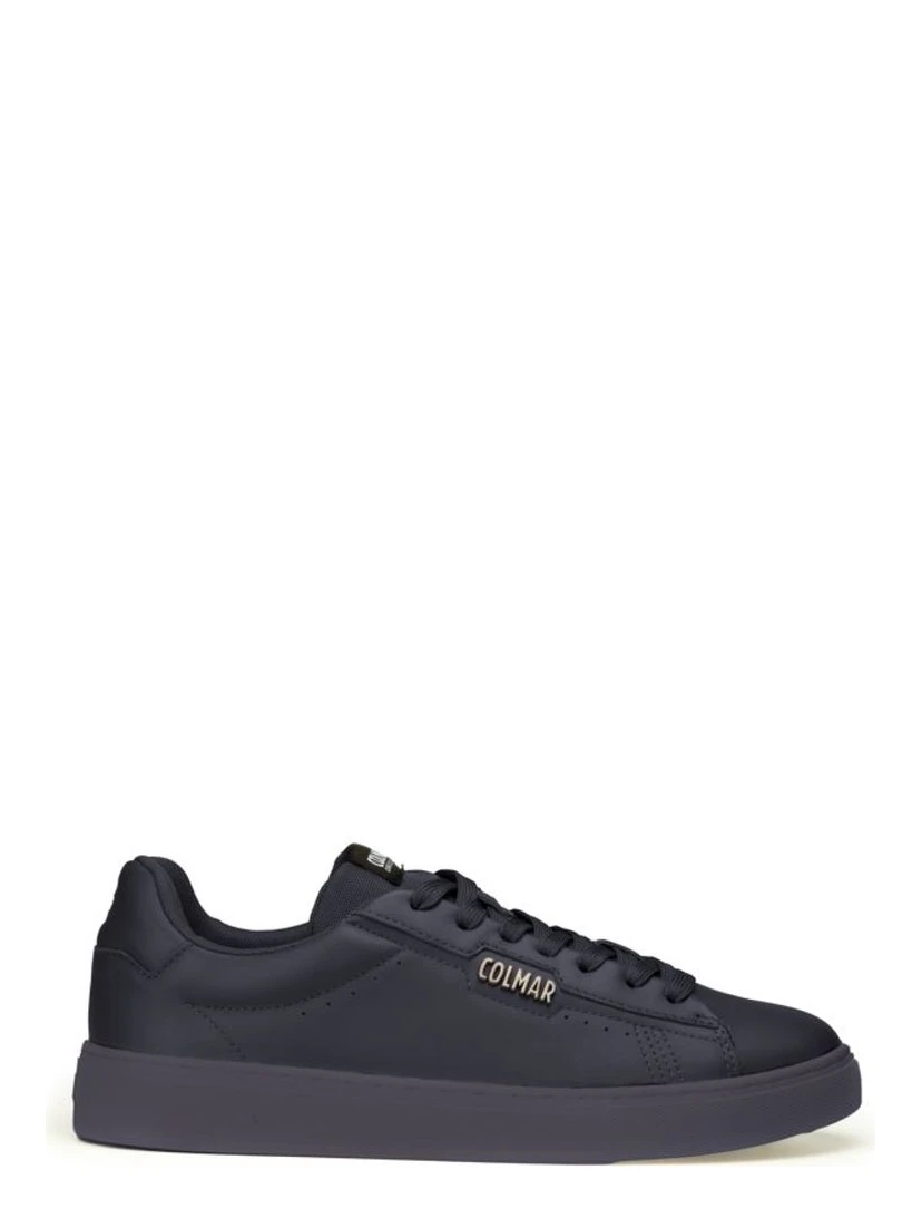 Blue Leather Low Top Sneakers