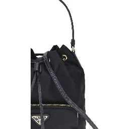 Black Recycled Polyamide Backet Bag