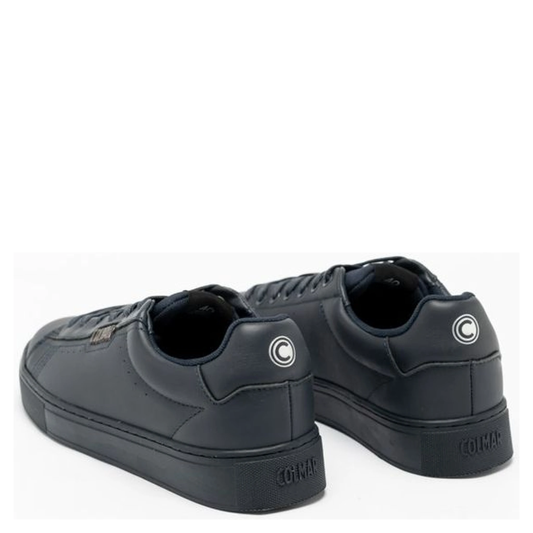Blue Leather Low Top Sneakers