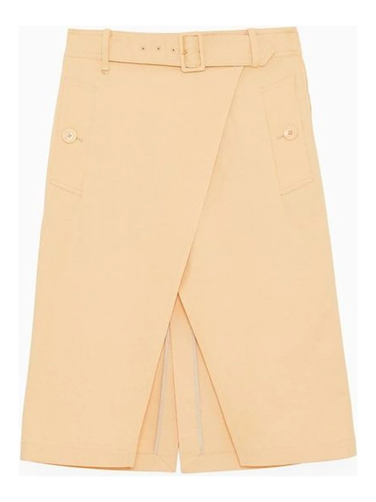 Pink Cotton Midi Skirt