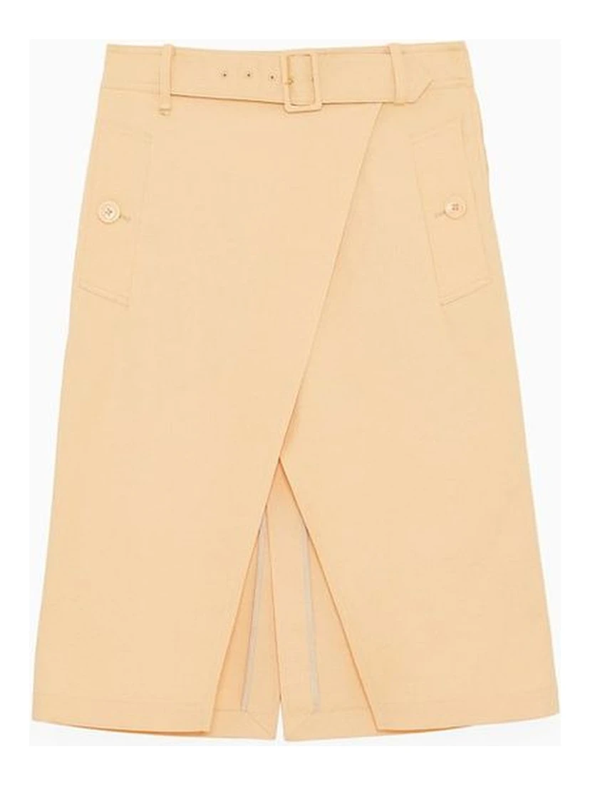 Pink Cotton Midi Skirt