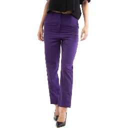 Purple Polyester Casual Pants