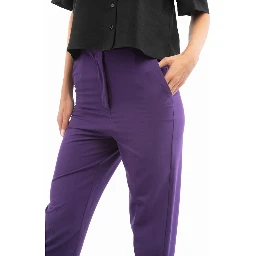 Purple Polyester Casual Pants