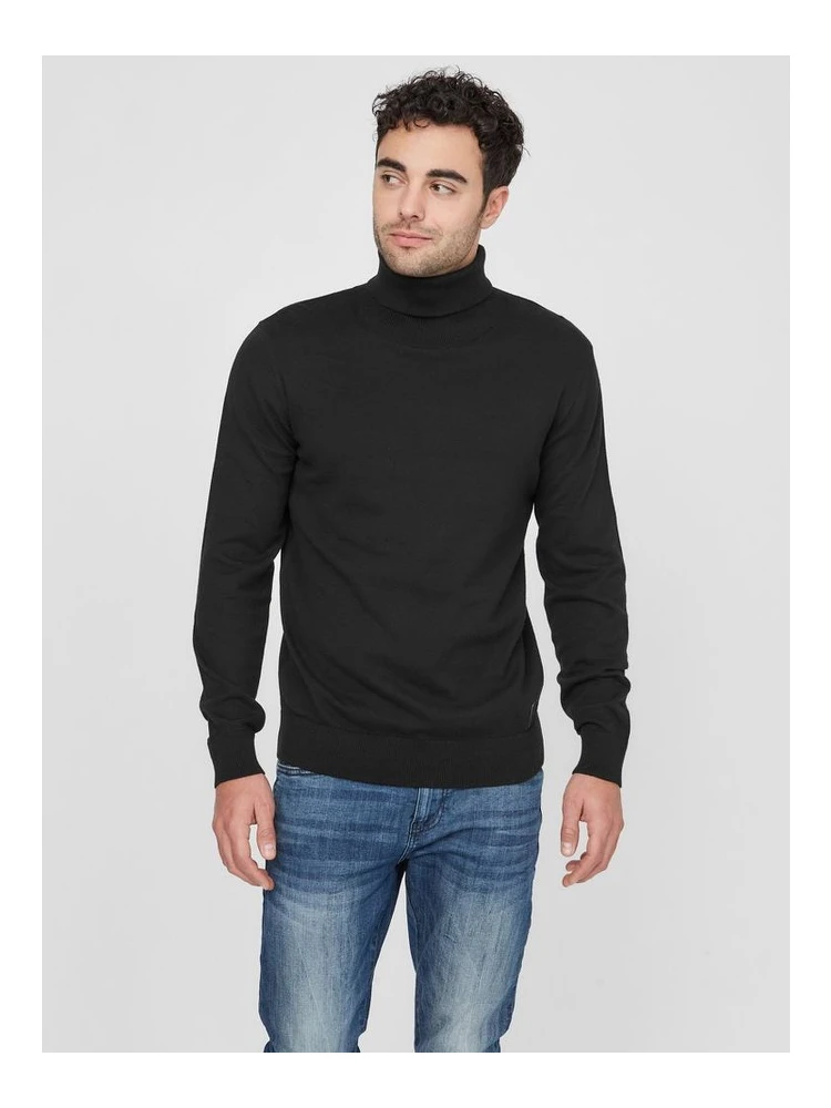 Black Cotton Turtleneck