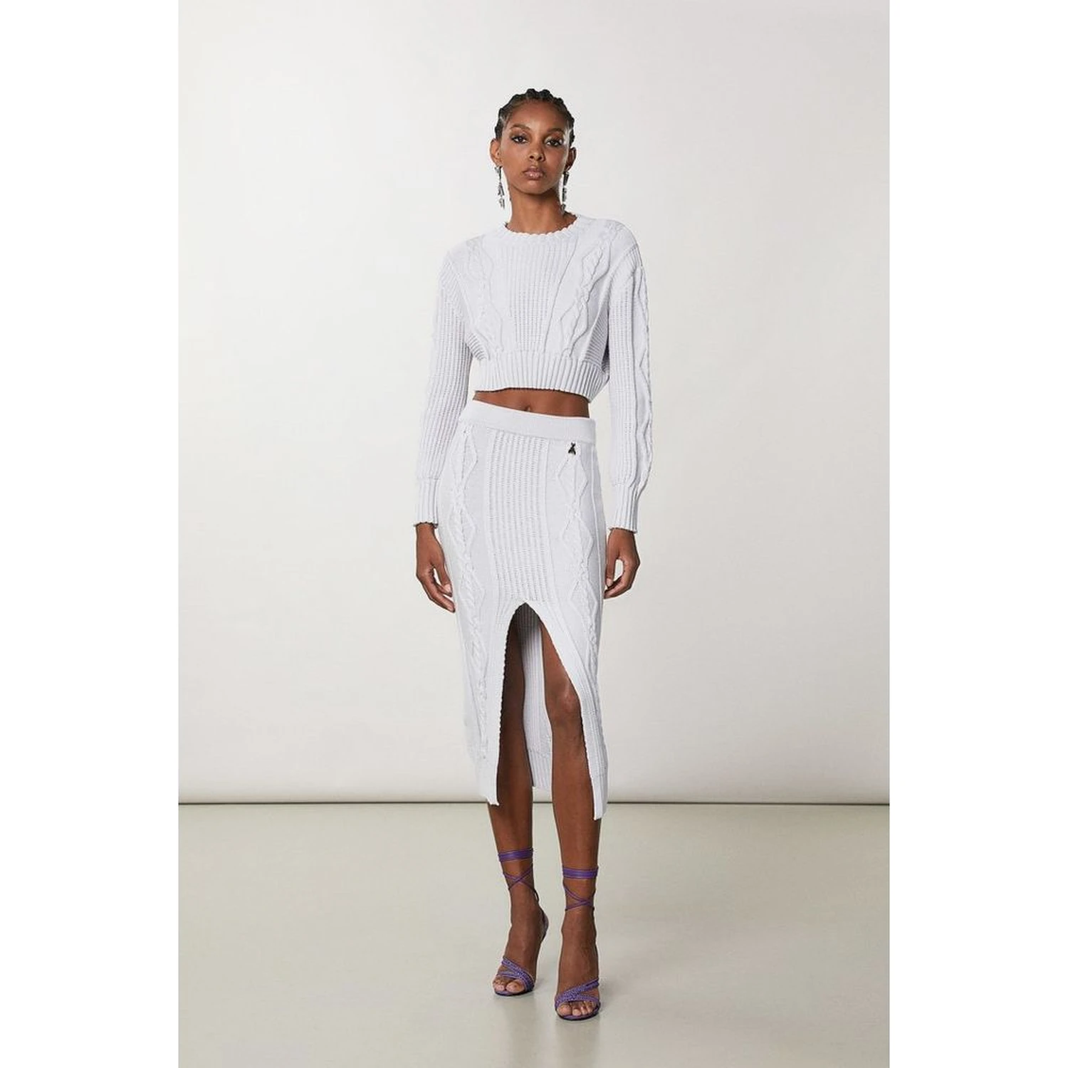 White Viscose Midi Skirt