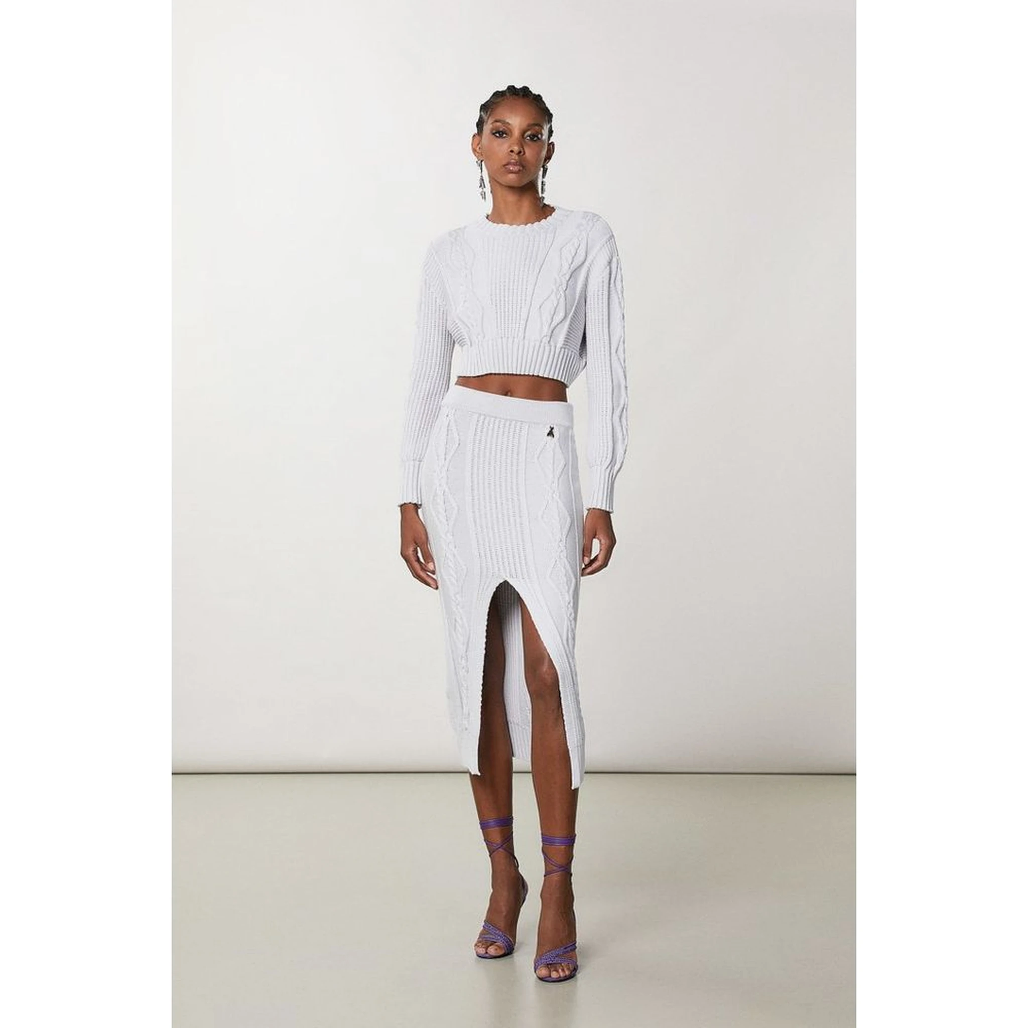 White Viscose Midi Skirt
