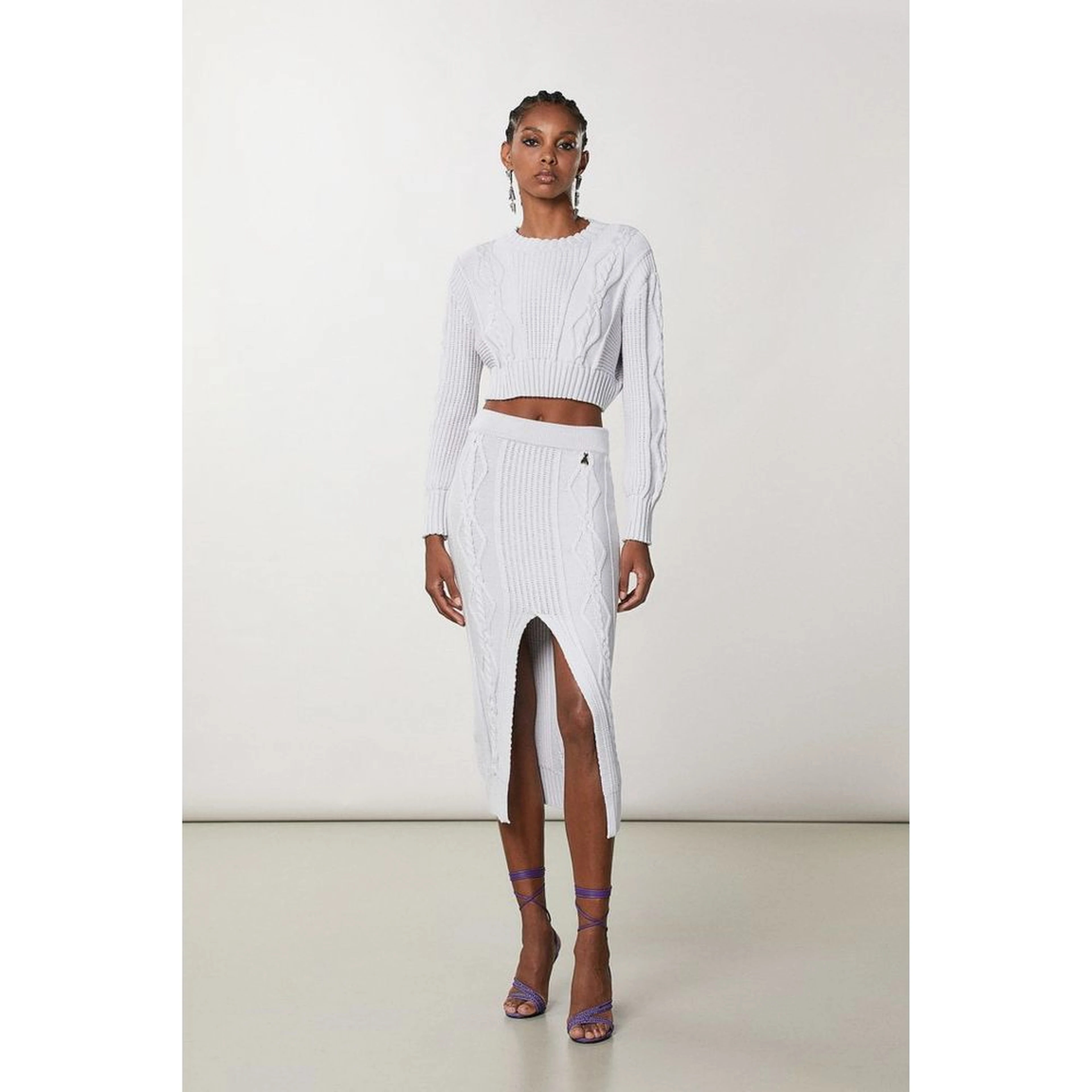 White Viscose Midi Skirt