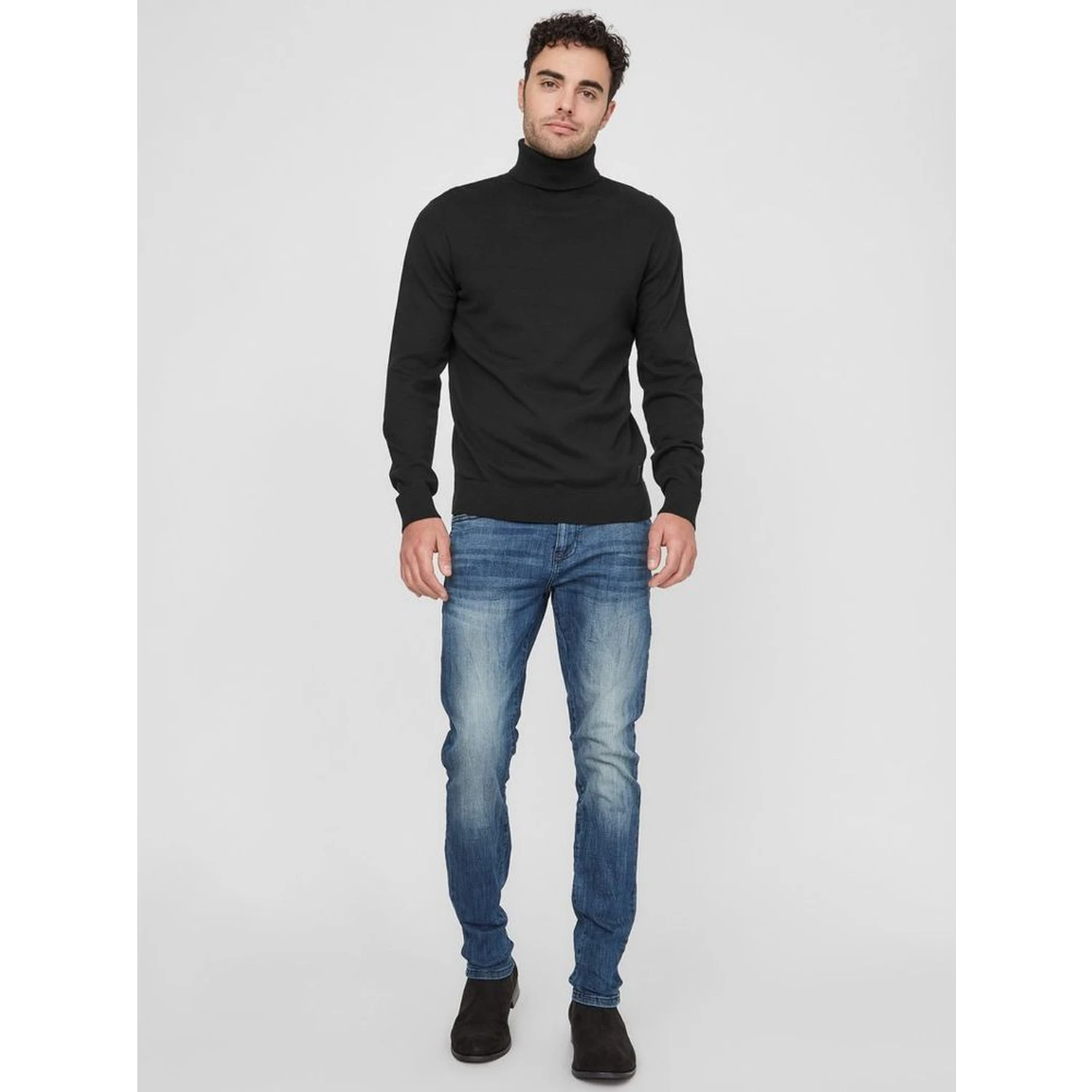 Black Cotton Turtleneck