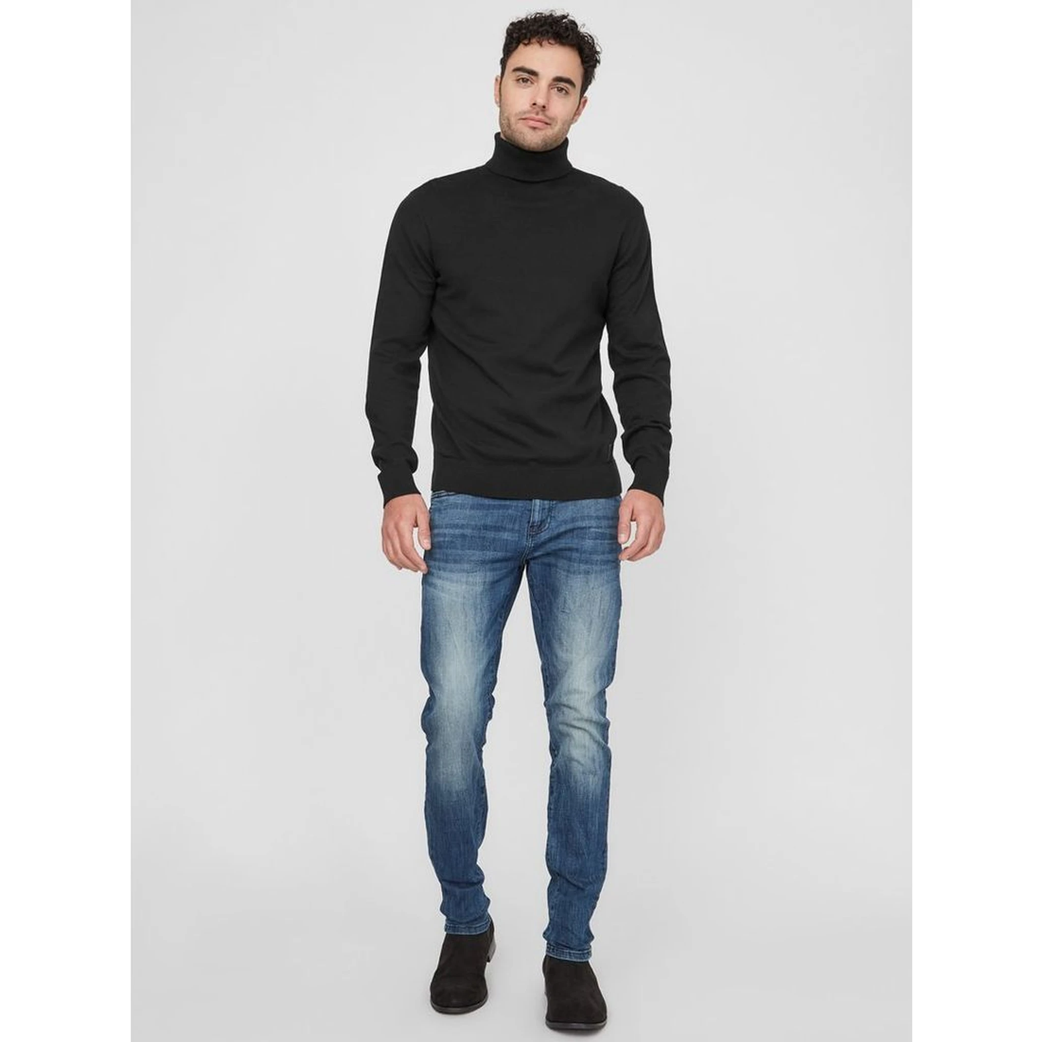 Black Cotton Turtleneck