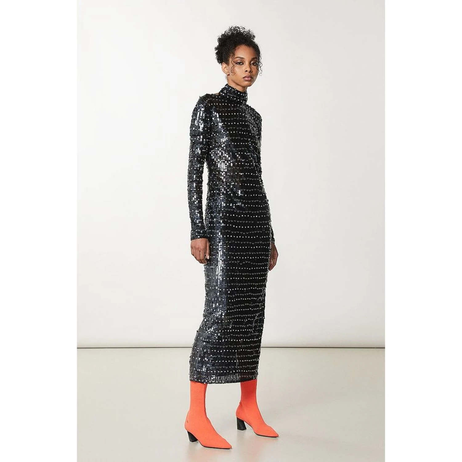Gold Polyamide Cocktail Dress