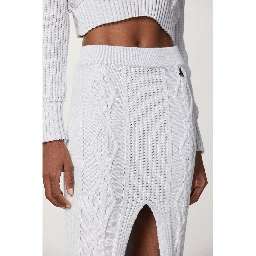White Viscose Midi Skirt