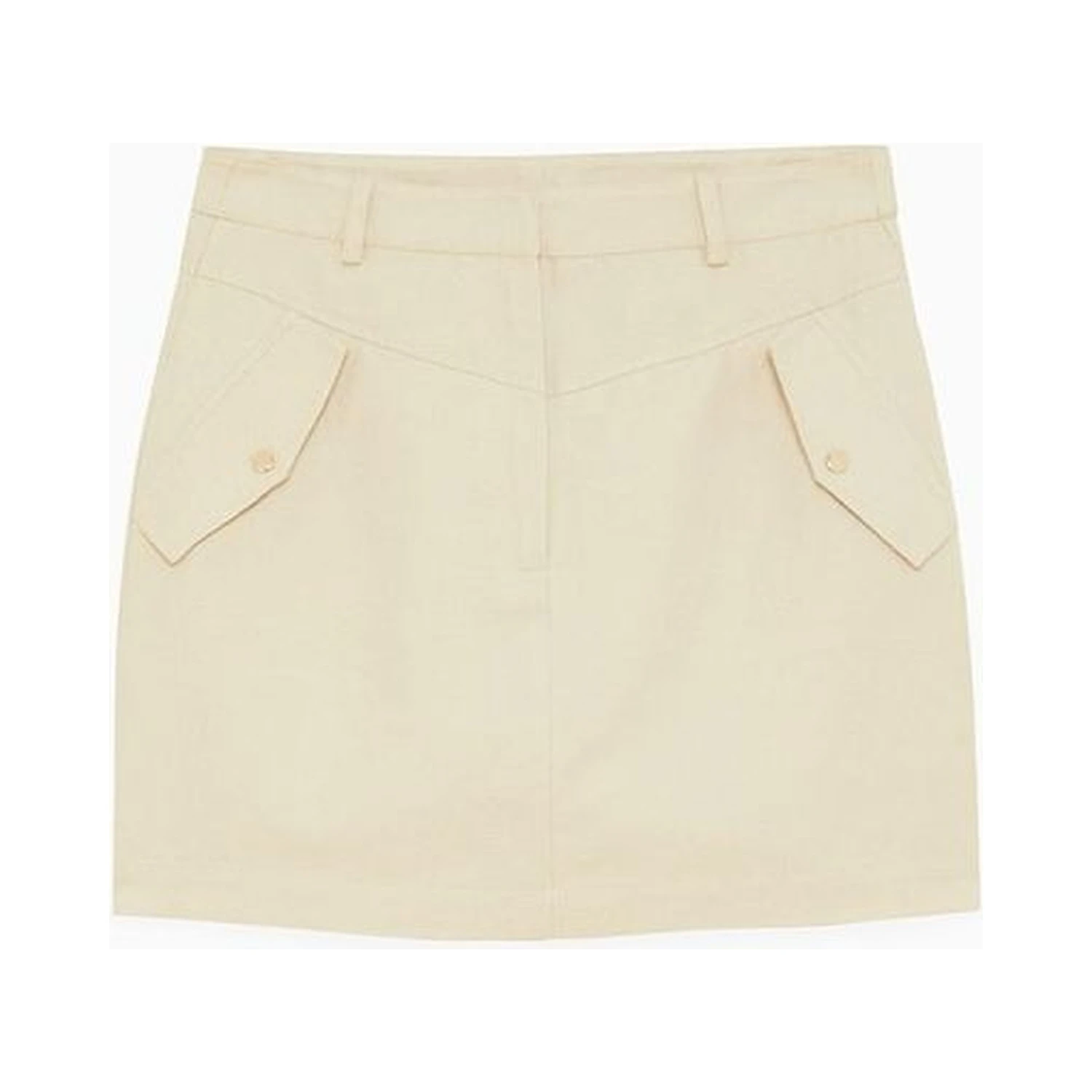 Beige Cotton Mini Skirt