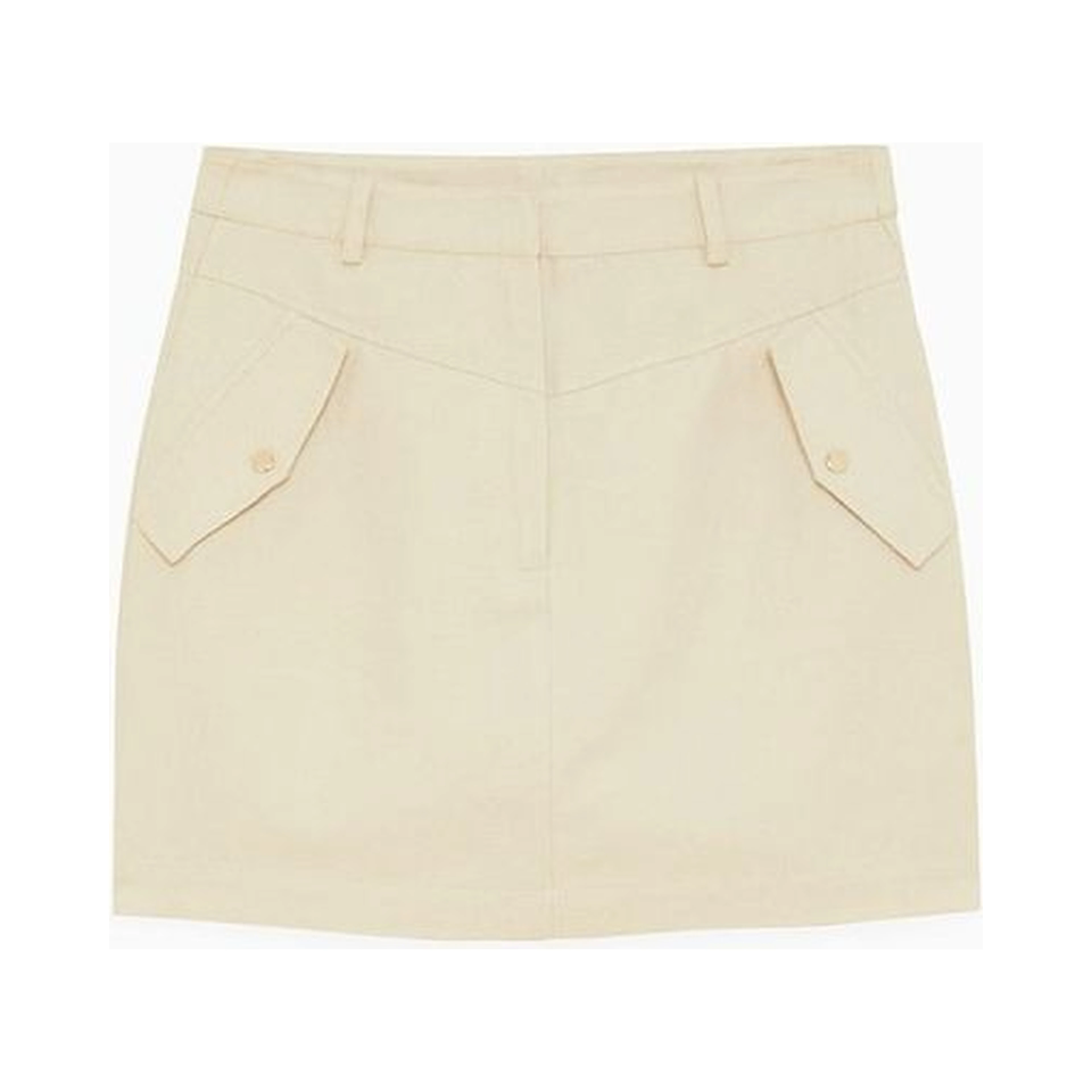 Beige Cotton Mini Skirt