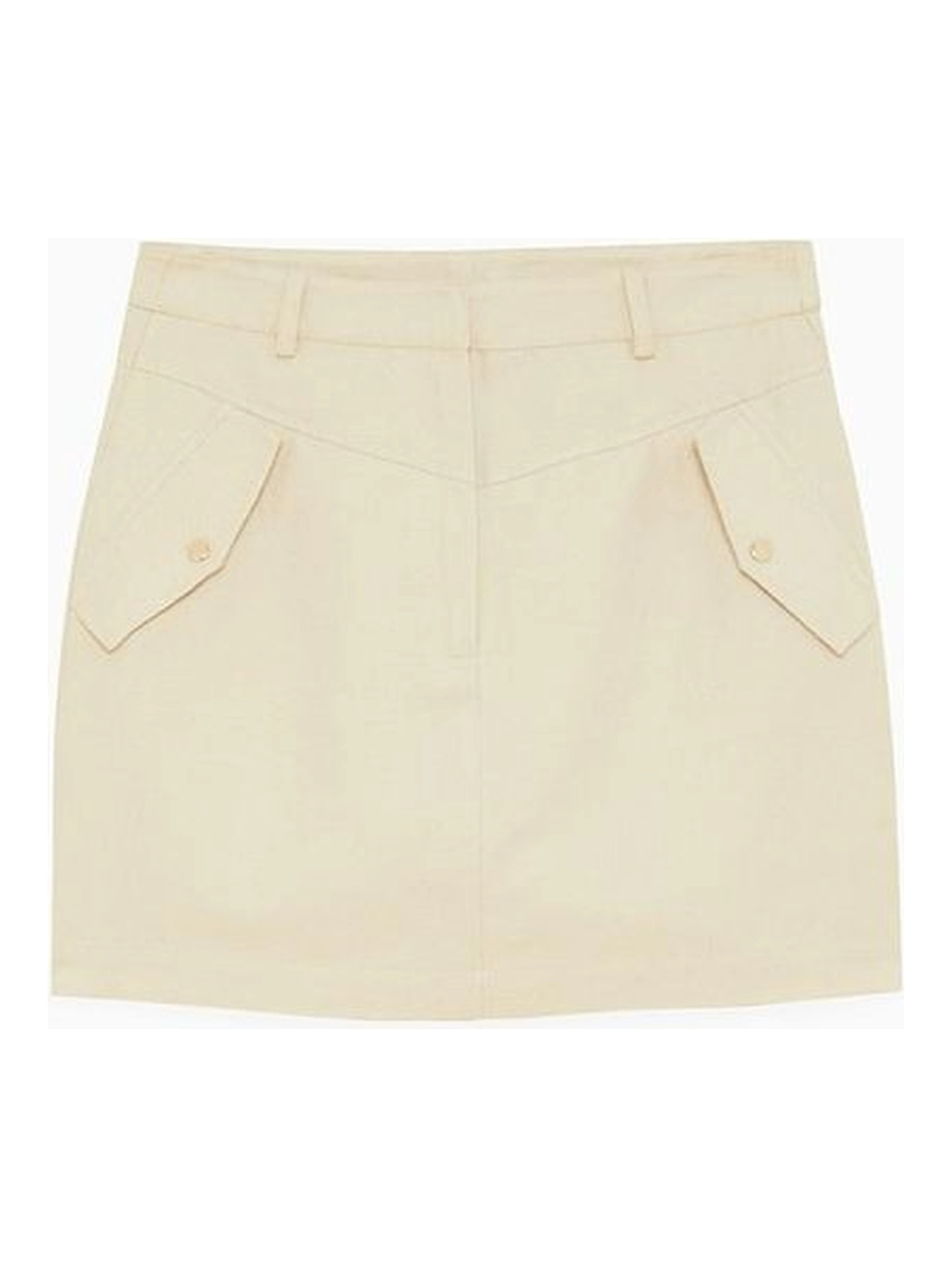 Beige Cotton Mini Skirt
