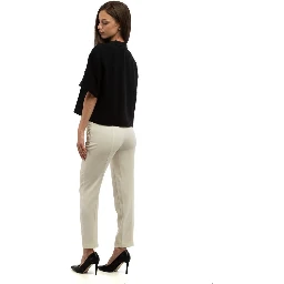 Gray Polyester Casual Pants