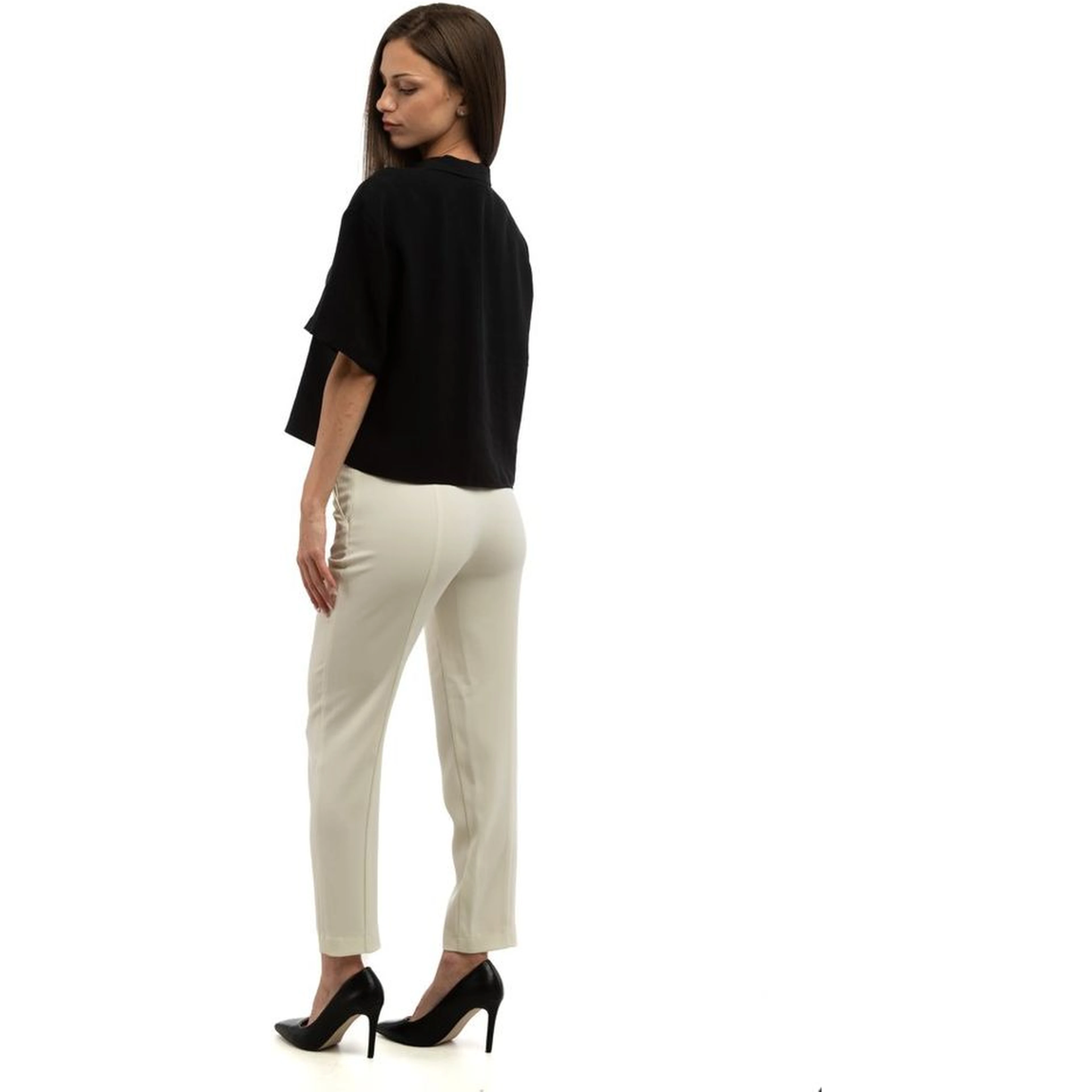 Gray Polyester Casual Pants