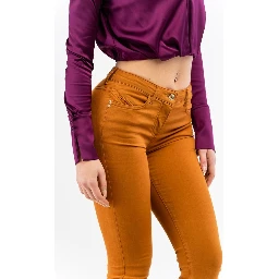Brown Cotton Skinny Jeans
