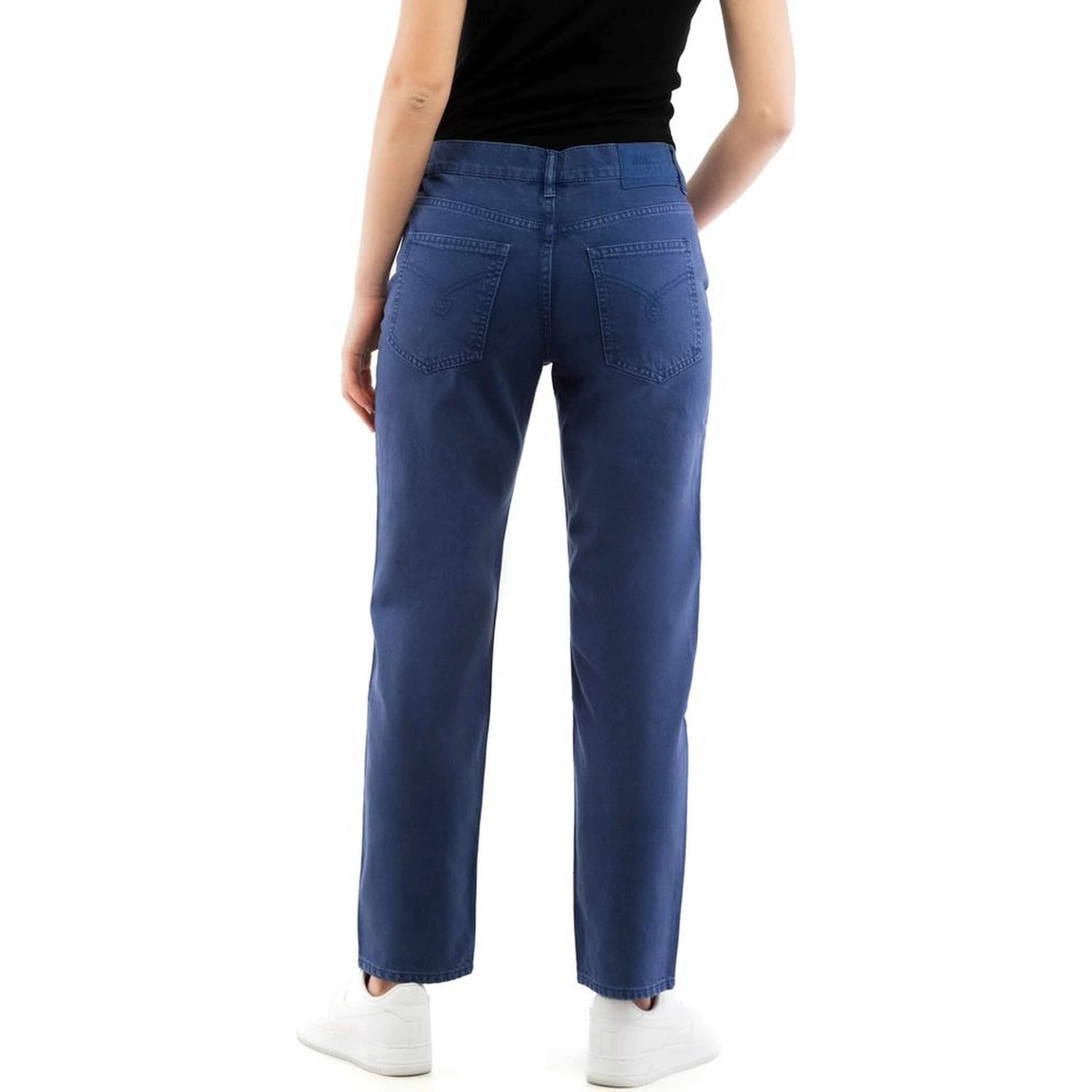 Blue Cotton Straight-Leg Jeans
