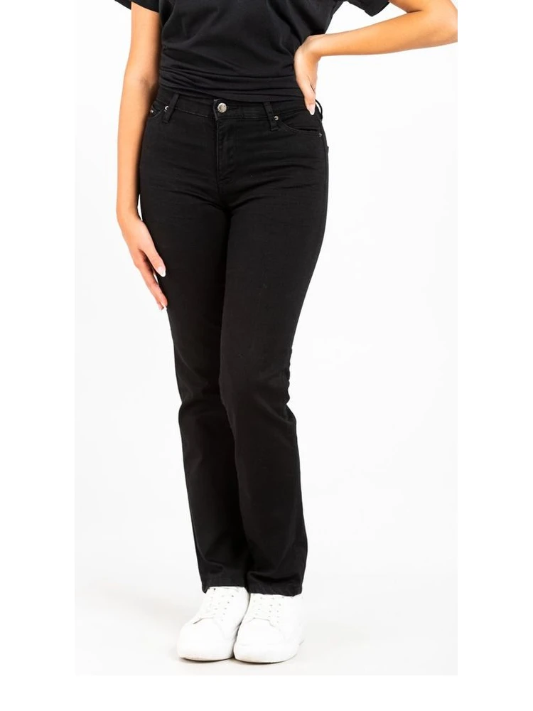 Black Cotton Straight-Leg Jeans