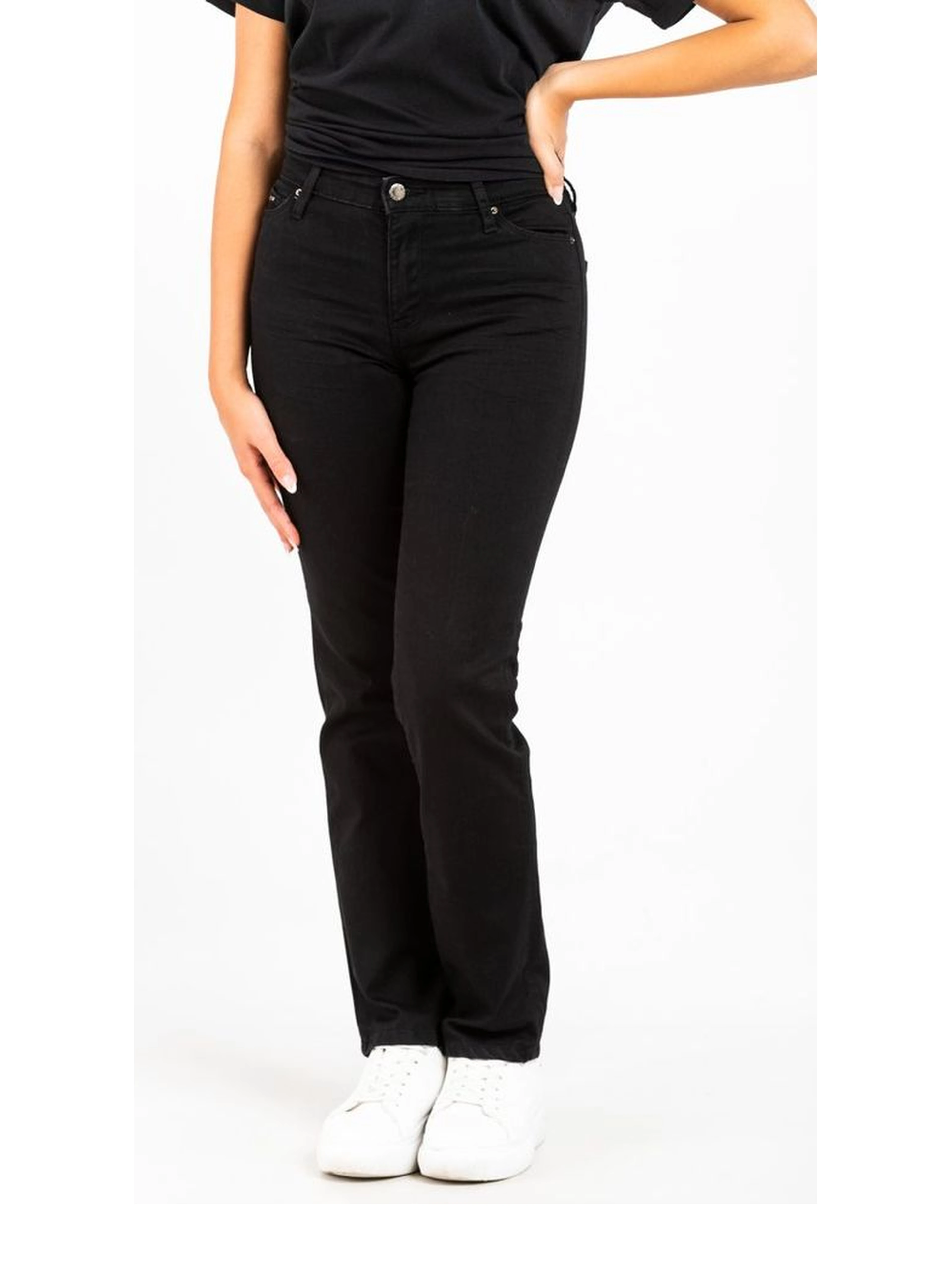 Black Cotton Straight-Leg Jeans