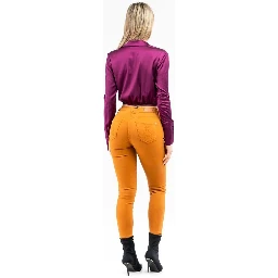 Brown Cotton Skinny Jeans