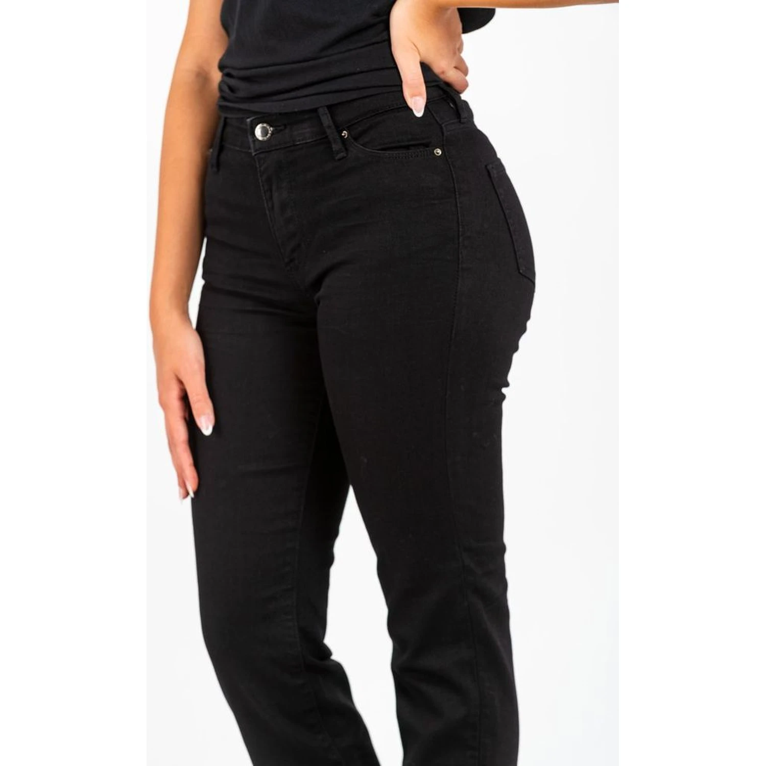 Black Cotton Straight-Leg Jeans