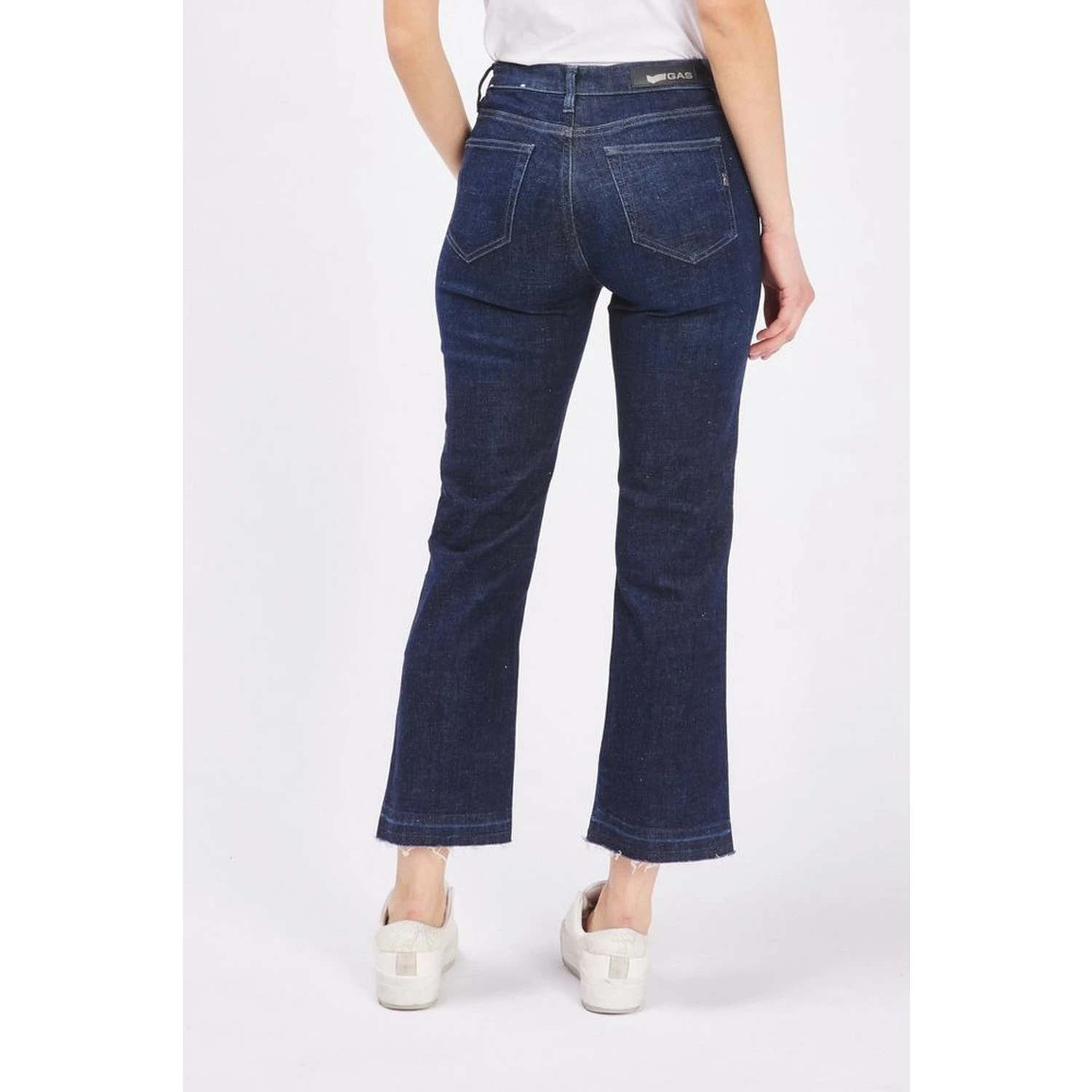 Blue Cotton Flared Jeans