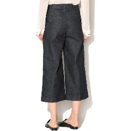 Blue Polyester Cropped Jeans