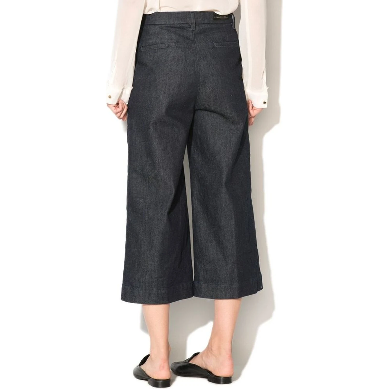 Blue Polyester Cropped Jeans